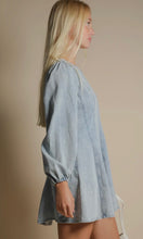 Melanie Mineral Washed Denim Seam Detail Mini Dress