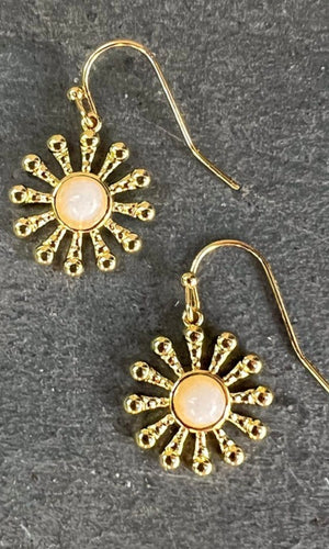 Flower Gem Earrings White