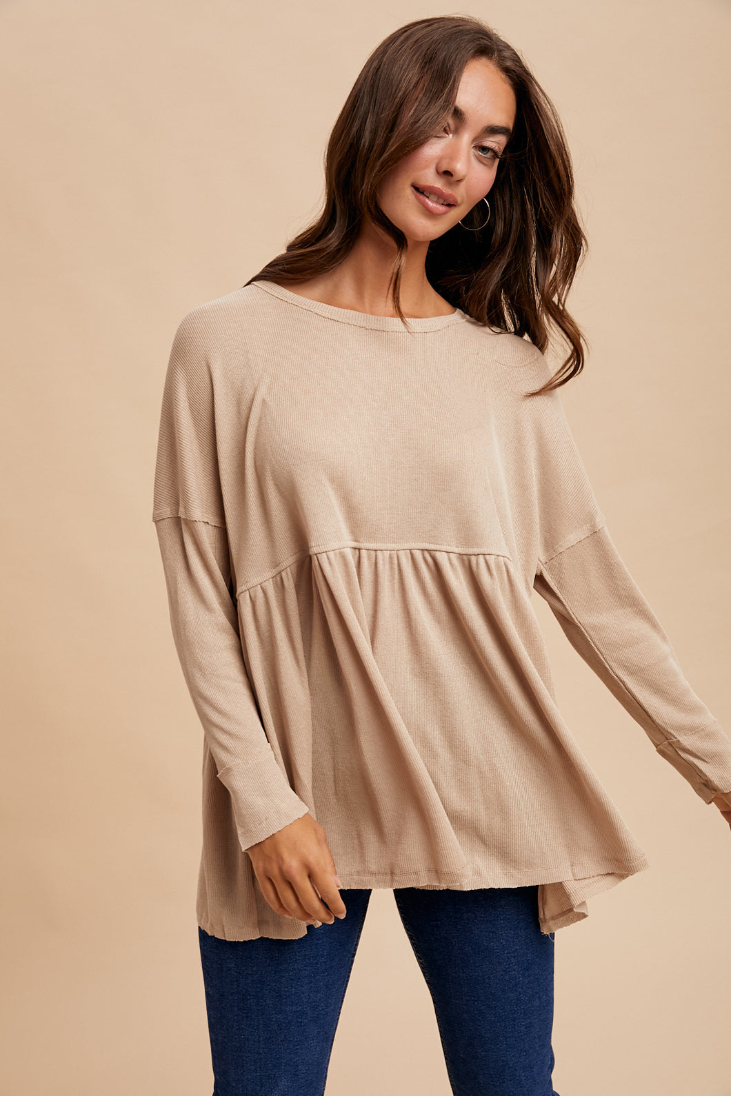 Oaklee Long Sleeve Peplum Tunic Top