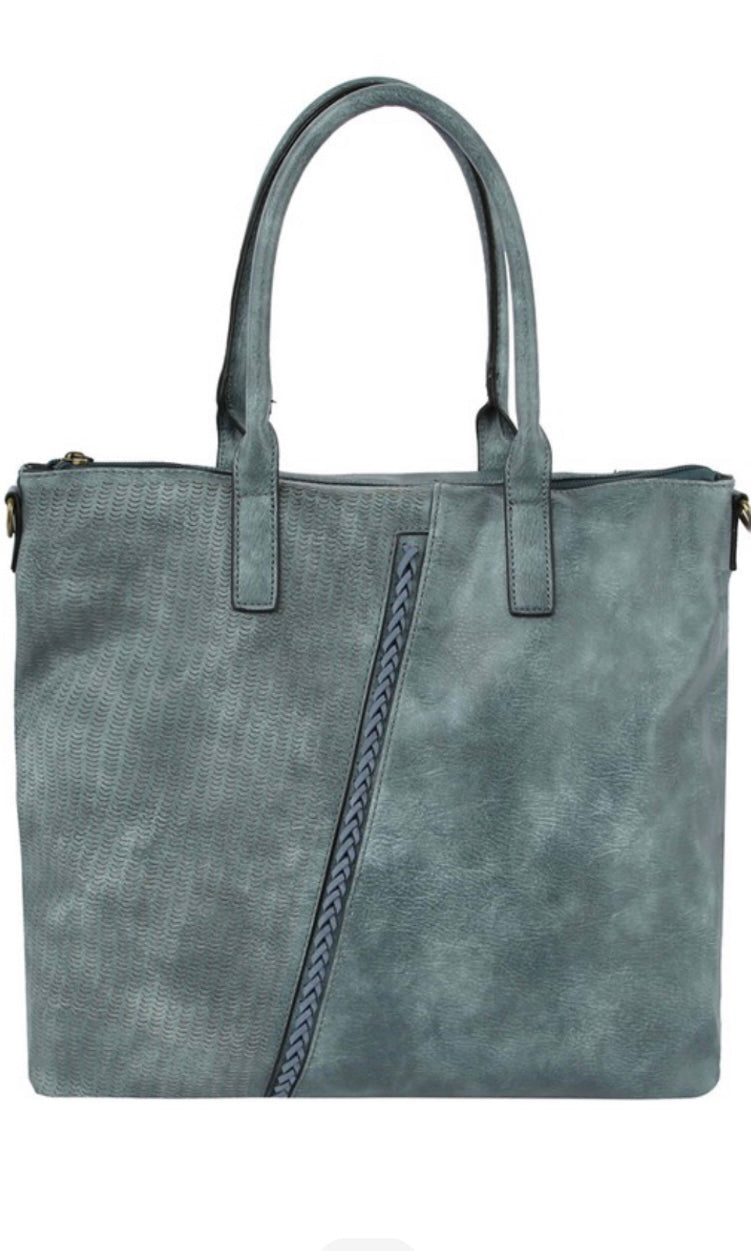Bryant Dusty Blue Vintage-Inspired Vegan Leather Satchel Bag