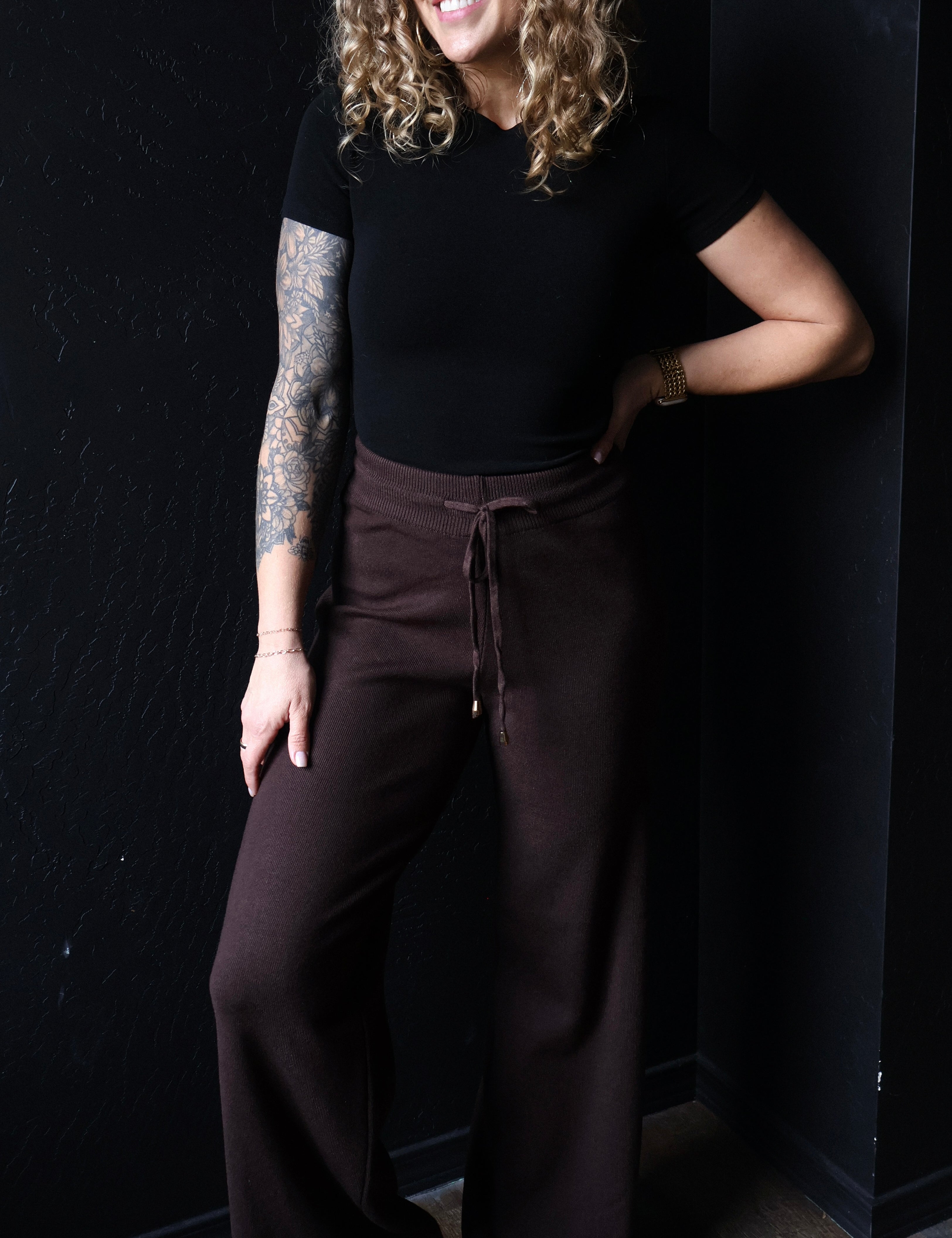 Nixon Brown Wide Leg Sweater Pants