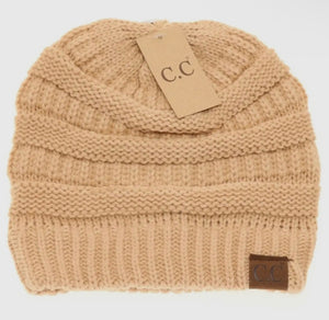 CC Beanie Solid Cable Knit Beanie Hat