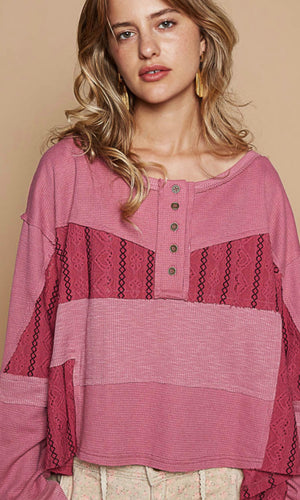 Kelly Magenta Oversized Color Blocked Top