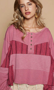 Kelly Magenta Oversized Color Blocked Top