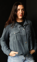 Ruby Midnight Blue Cropped Utility Zipper Safari Jacket