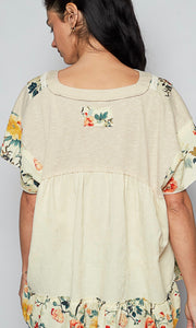 Kurt Almond Latte Floral Oversized Top