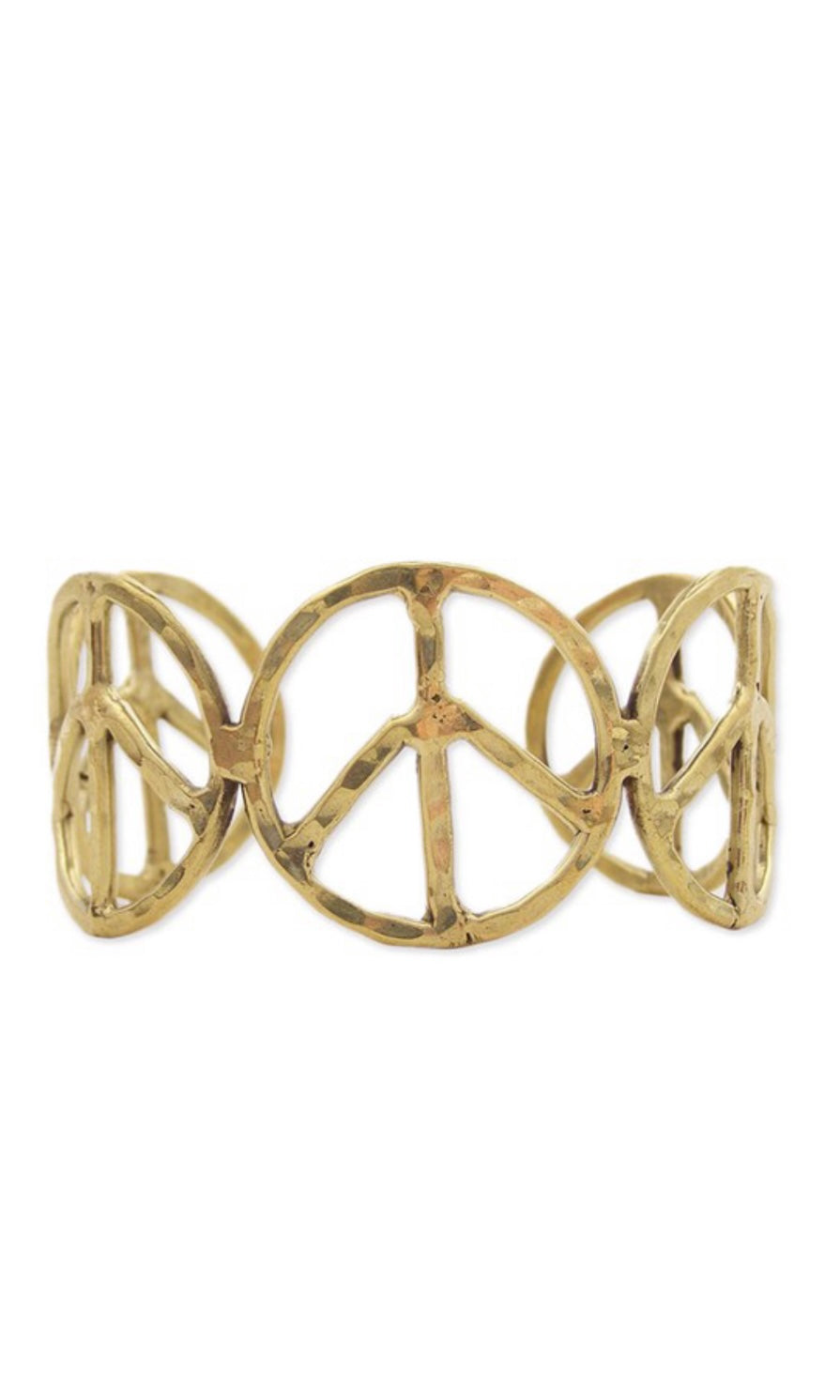Boho Chic Gold Hammered Woodstock Peace Sign Cuff Bralette