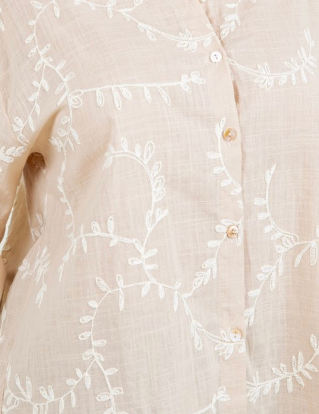 Kimmy Button Down Embroidery Linen Top