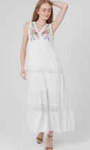 June V Neck Embroidered Side Ties Lace Trim Maxi Dress