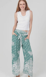 Jett Printed Wide Leg Pants with Tie Waist