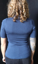 Nylah Teal Ribbed Short Sleeve Mock Neck Sweater