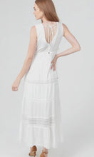 June V Neck Embroidered Side Ties Lace Trim Maxi Dress