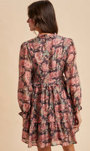 Laney Mocha Floral Mock Neck Mini Dress