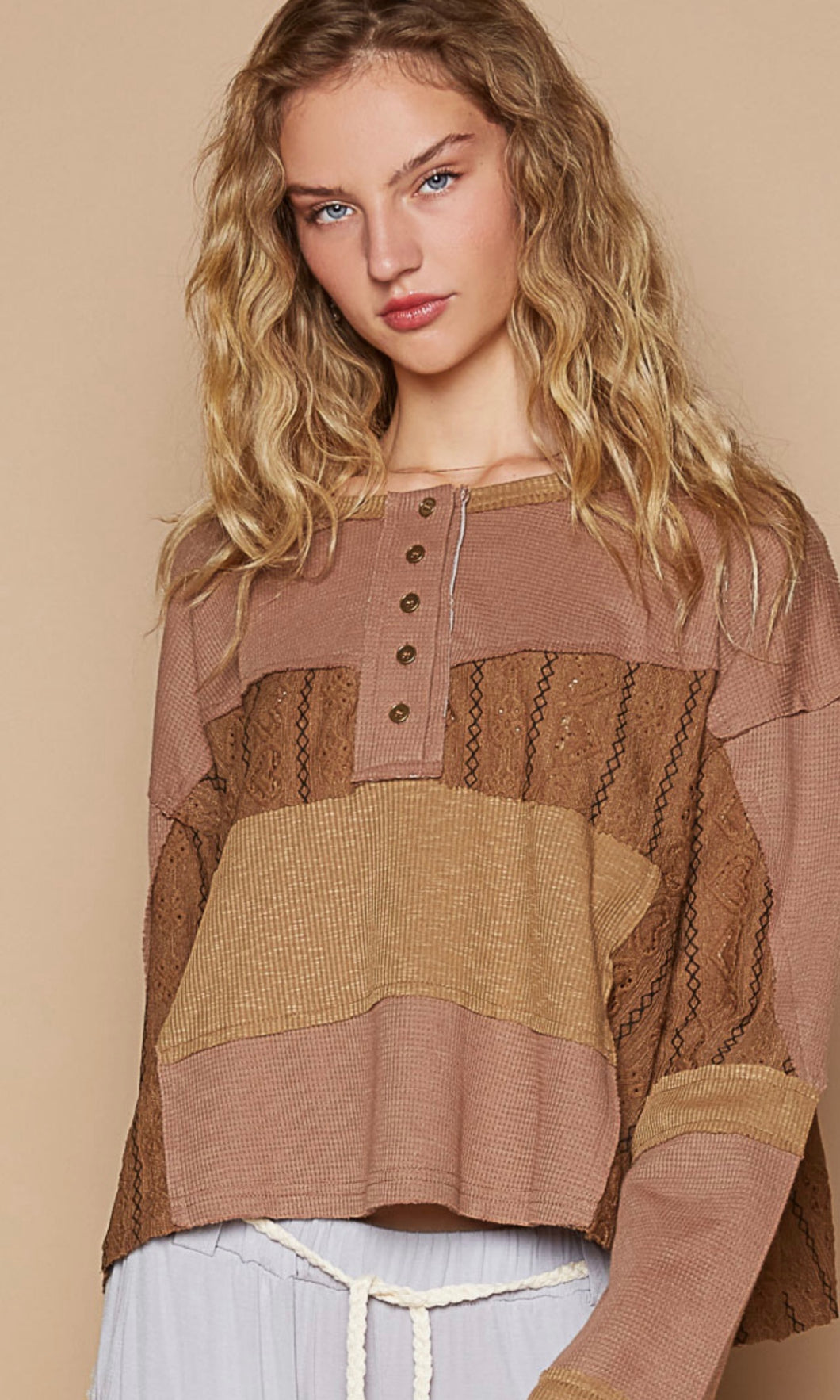 Kelly Choco Oversized Color Blocked Top