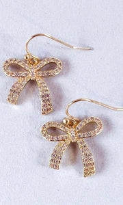 Fons Rhinestone Bow Dangle Earrings