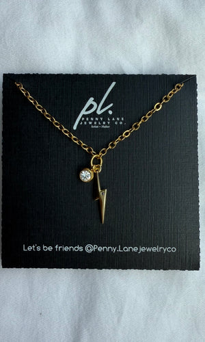 Hadley Lighting Bolt Necklace Gold Tone