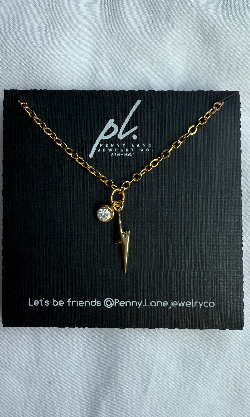 Hadley Lighting Bolt Necklace Gold Tone