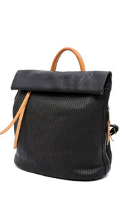 Handbag Barker - Black Vegan Leather Backpack Crossbody HandBag