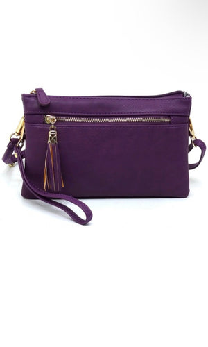Emma Purple Fashion Double Compartment Clutch Cross Body Bag