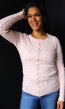 Reid Soft Pink Ribbed Floral Button Top