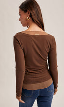 Malia Brown Double Layer Scoop Neck Mesh Top