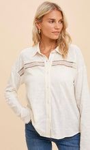 Franklin Ivory Lace Back Slub Button Down Knit Shirt