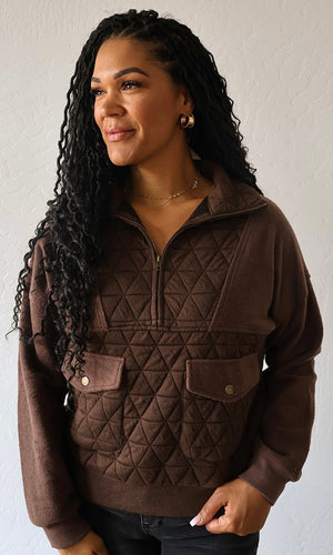Harrison Quilted Contrast Half Zip Up Pullover