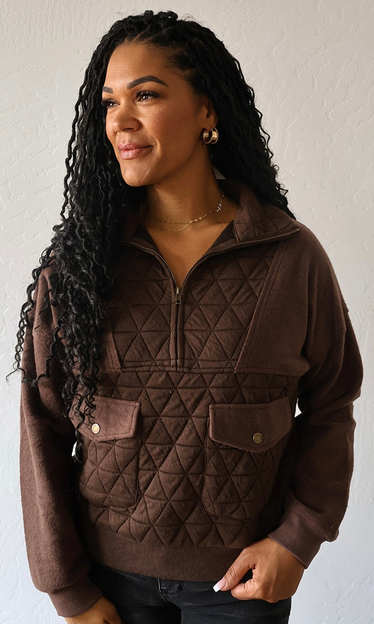 Harrison Quilted Contrast Half Zip Up Pullover