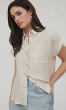 Gomer Oatmeal Collared Cuff Sleeve Back Pintuck Shirt