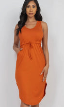 Hollie Mango Drawstring Sleeveless Midi Dress