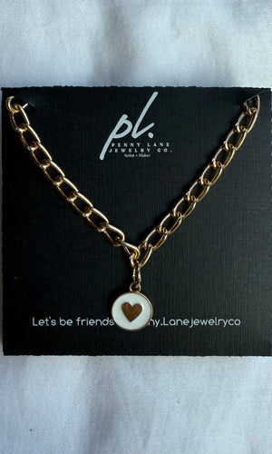 Skylar White & Gold Heart Charm Necklace