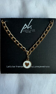 Skylar White & Gold Heart Charm Necklace