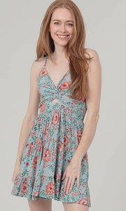 Henry Printed V Neck Twist Front Cutout Detail Sundress