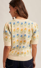 Monique Floral Motif Short Sleeve Sweater Top
