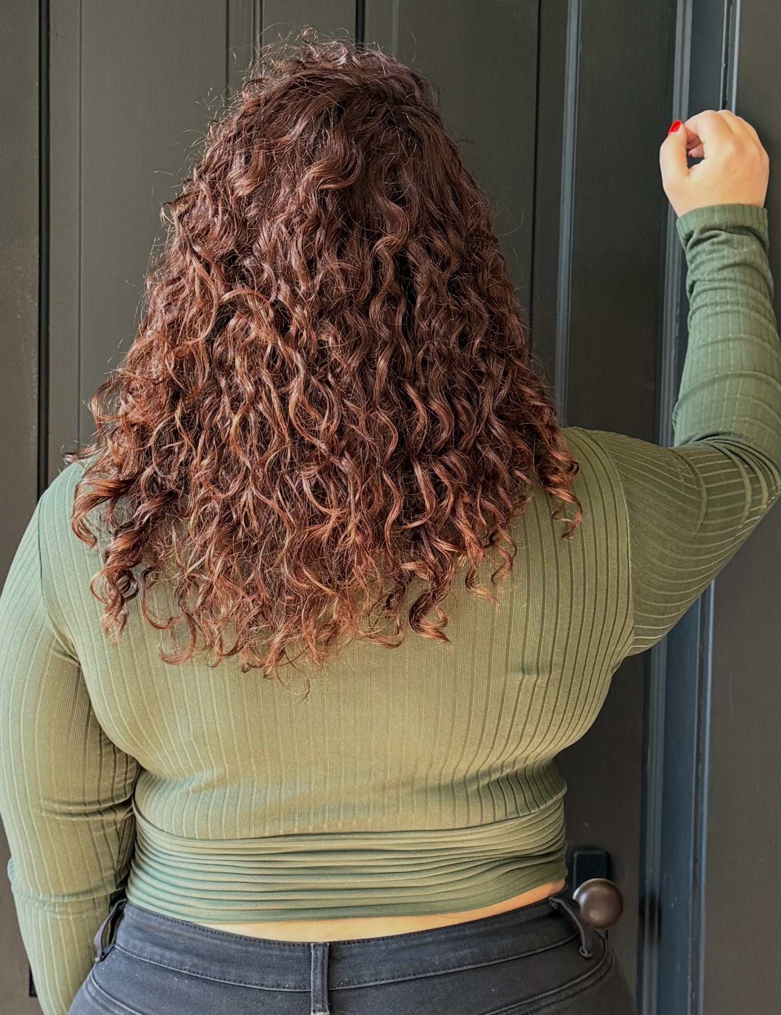Celeste Plus Ribbed Wrap Front Top