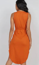 Hollie Mango Drawstring Sleeveless Midi Dress