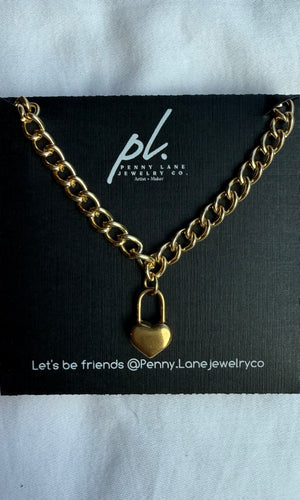 Melia Gold Filled Heart Padlock  Charm Necklace