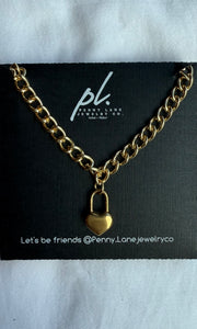 Melia Gold Filled Heart Padlock  Charm Necklace