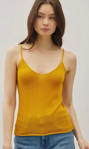 Lyla Mustard Lightweight  Knit Sweater Tank