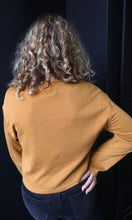 Nova Burnt Ochre Crewneck Long Sleeve Ribbed Knit Top