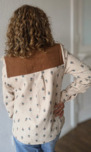 McKinley Fringe Detailed Button Down Floral Corduroy Shirt