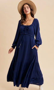Lian Midnight Ruffled Fit and Flare Maxi Dress