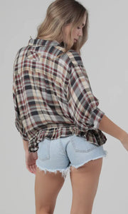 Royce Plaid Shirt with Ruffle Hem