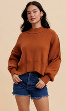 Della Camel Mock Neck Knitted Pullover Sweater