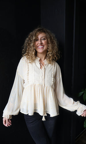 Orlando Ditsy Floral Tie Neck Blouse