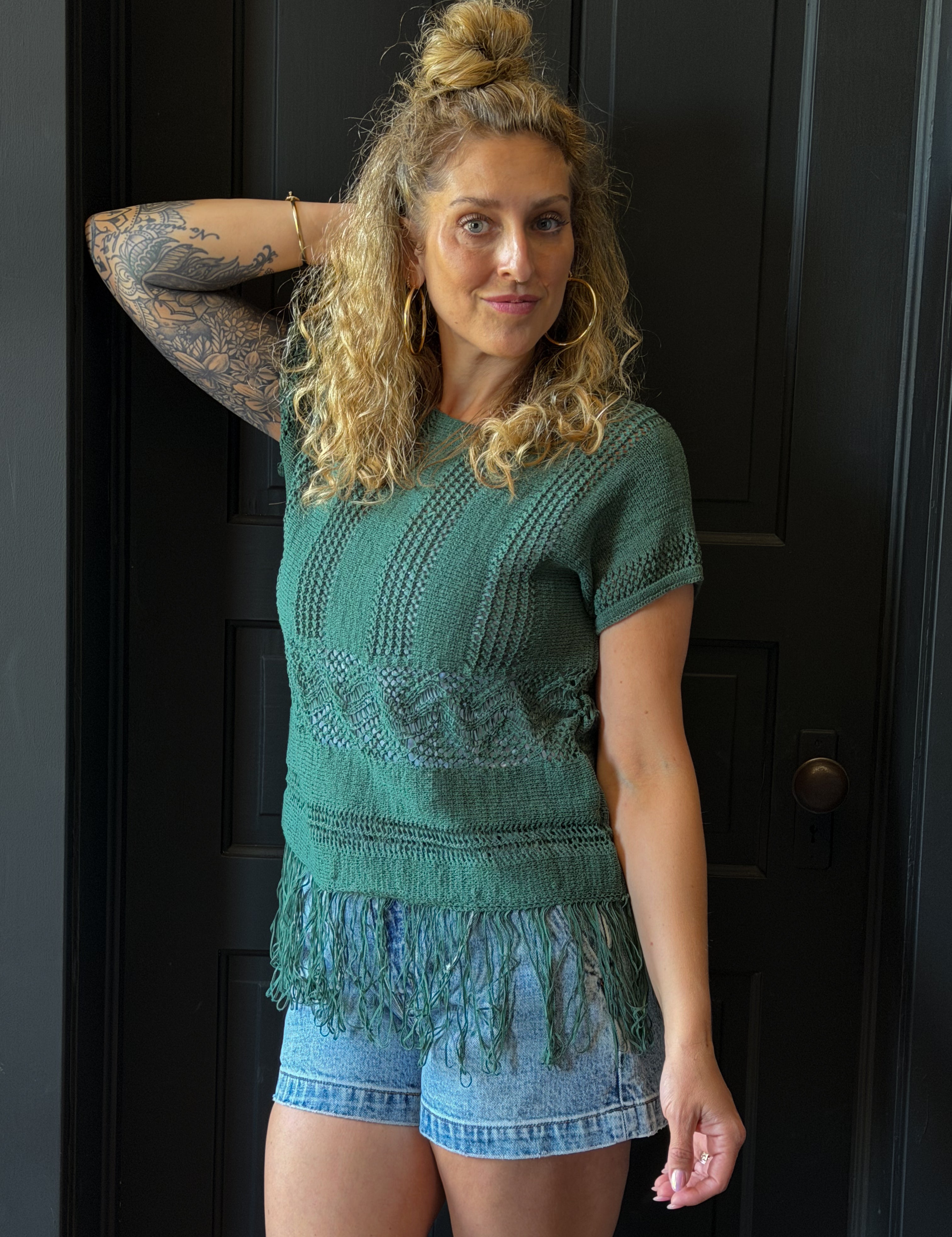 Logan Fringed Crochet Sweater Top