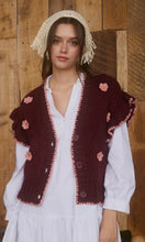Leana Burgundy Floral Detail Knit Vest