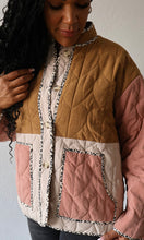 Maple Color Block Quilted Button Down Jacket