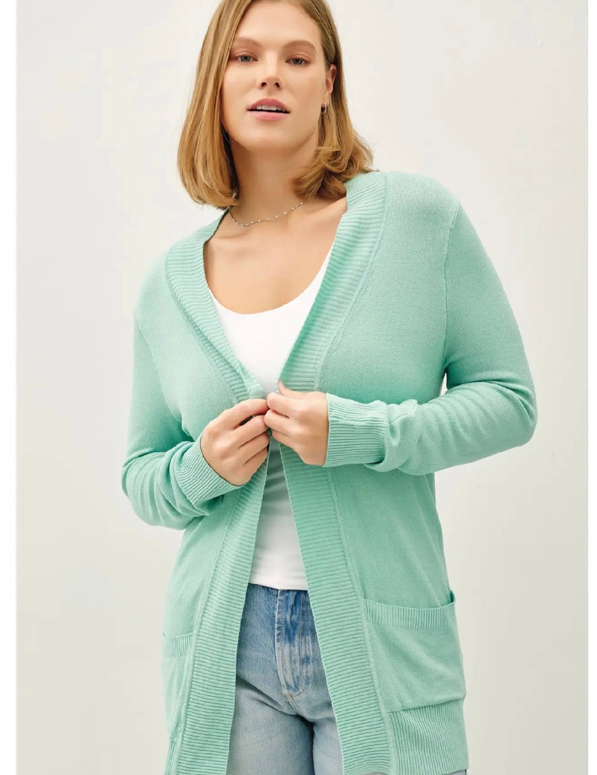 Aiden Plus Size Cotton Blend Knit Open Front Cardigan
