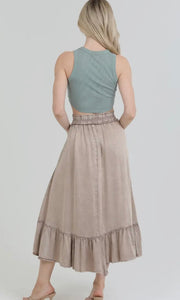 Gilberto Angled Hem Smocked Waist Maxi Skirt